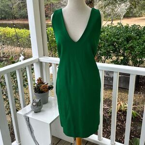 Reiss Green V-Neck Sleeveless Sheath Dress